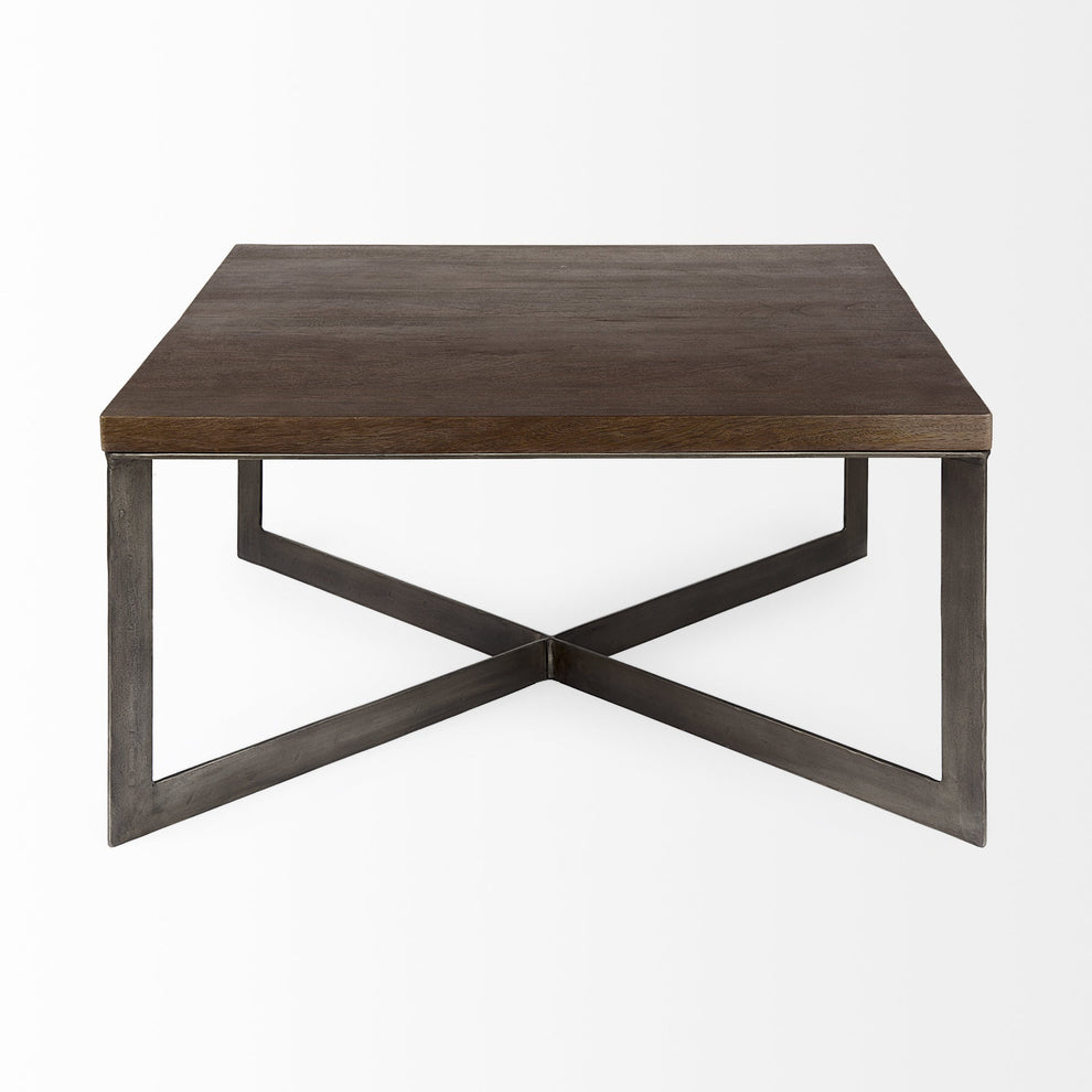 Dark Brown Wood and Metal Coffee Table By Homeroots | Coffee Tables | Modishstore - 2