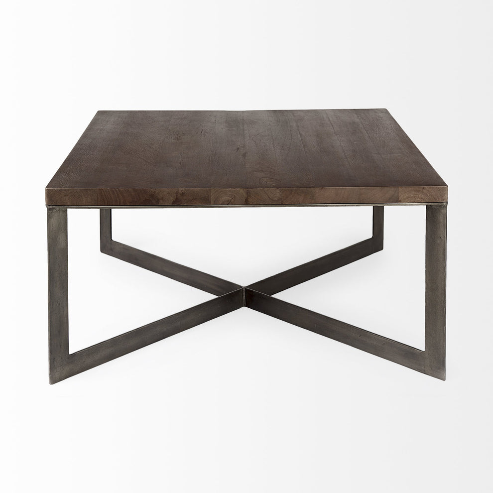 Dark Brown Wood and Metal Coffee Table By Homeroots | Coffee Tables | Modishstore - 3