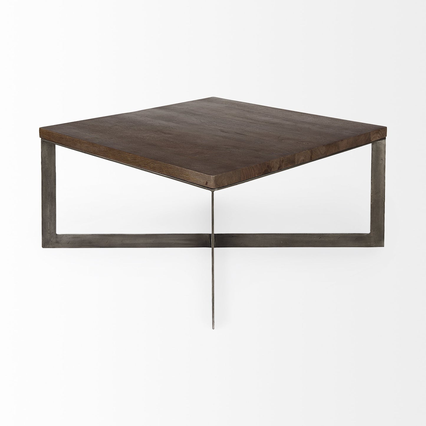 Dark Brown Wood and Metal Coffee Table By Homeroots | Coffee Tables | Modishstore - 4
