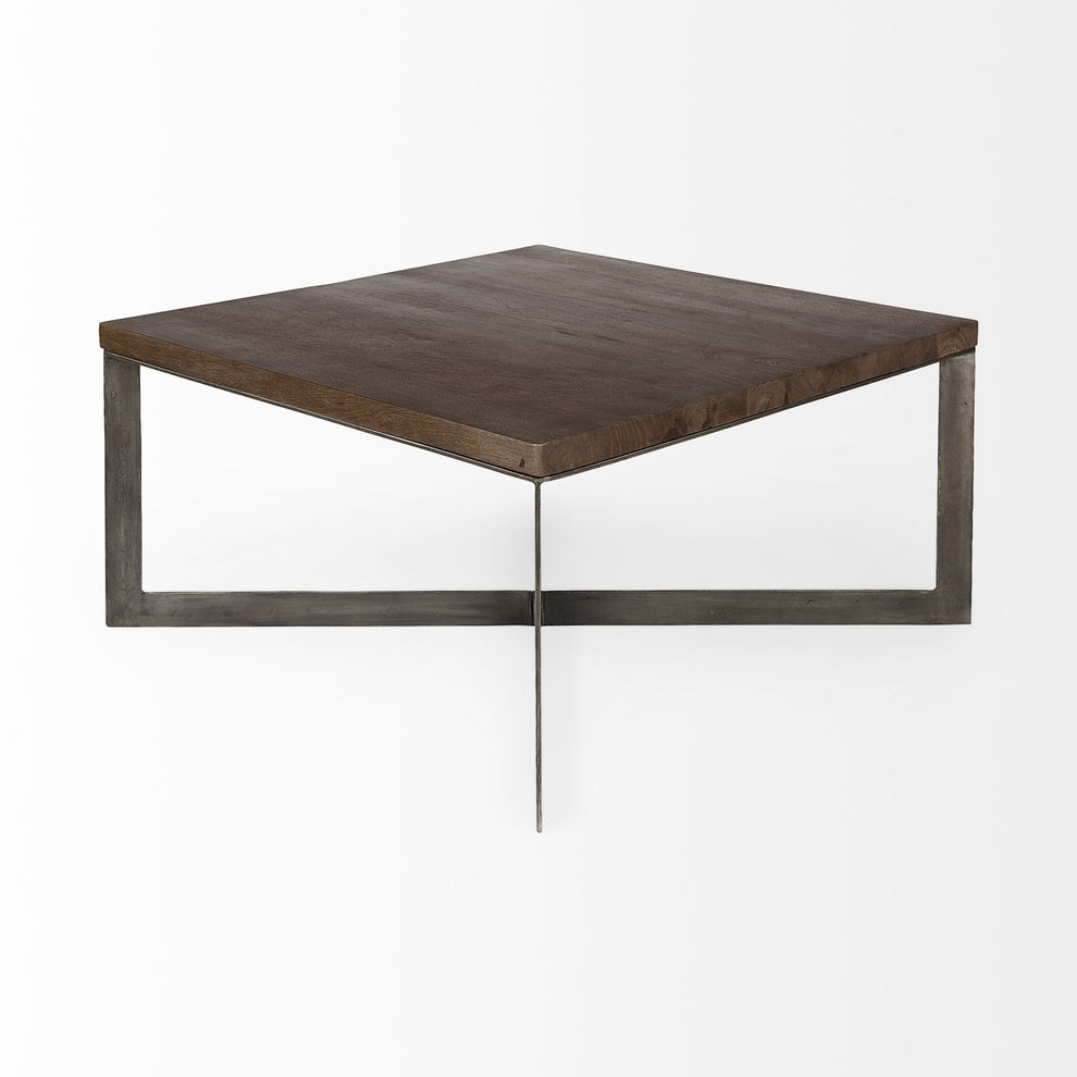 Dark Brown Wood and Metal Coffee Table By Homeroots | Coffee Tables | Modishstore - 4