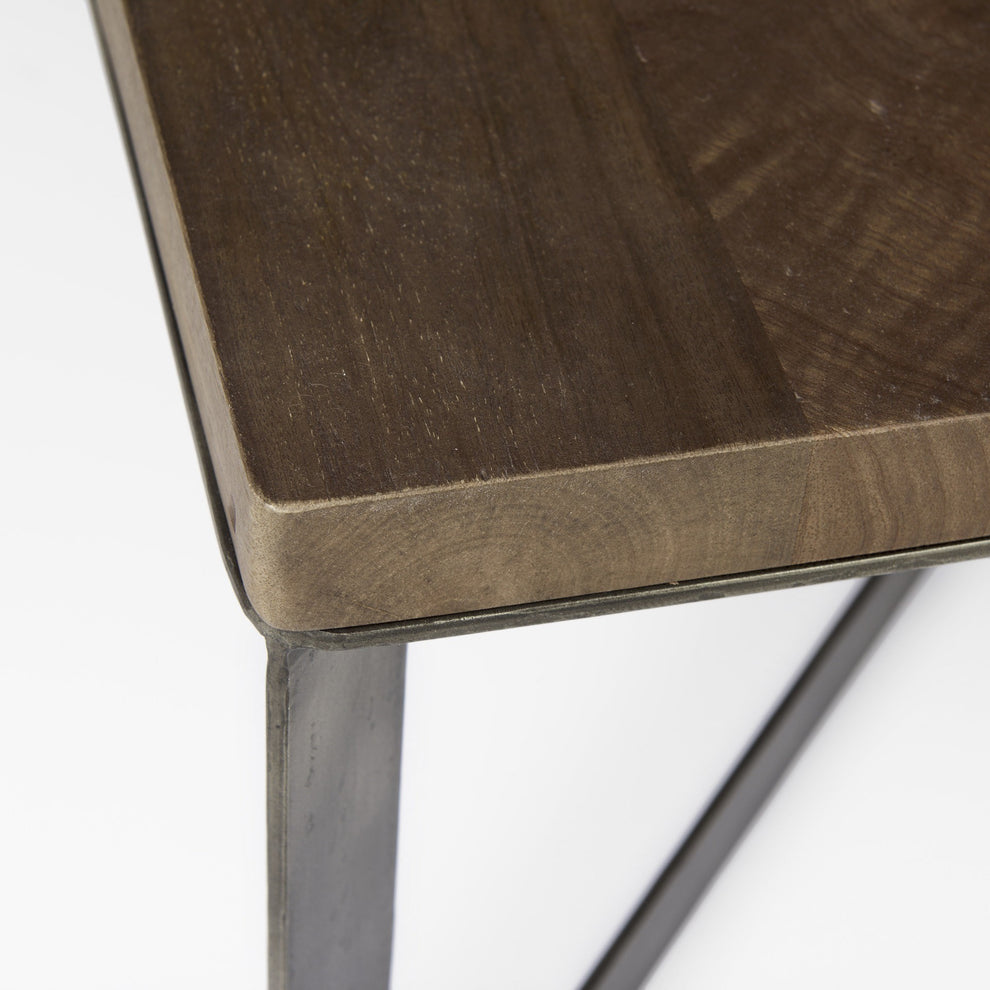 Dark Brown Wood and Metal Coffee Table By Homeroots | Coffee Tables | Modishstore - 5