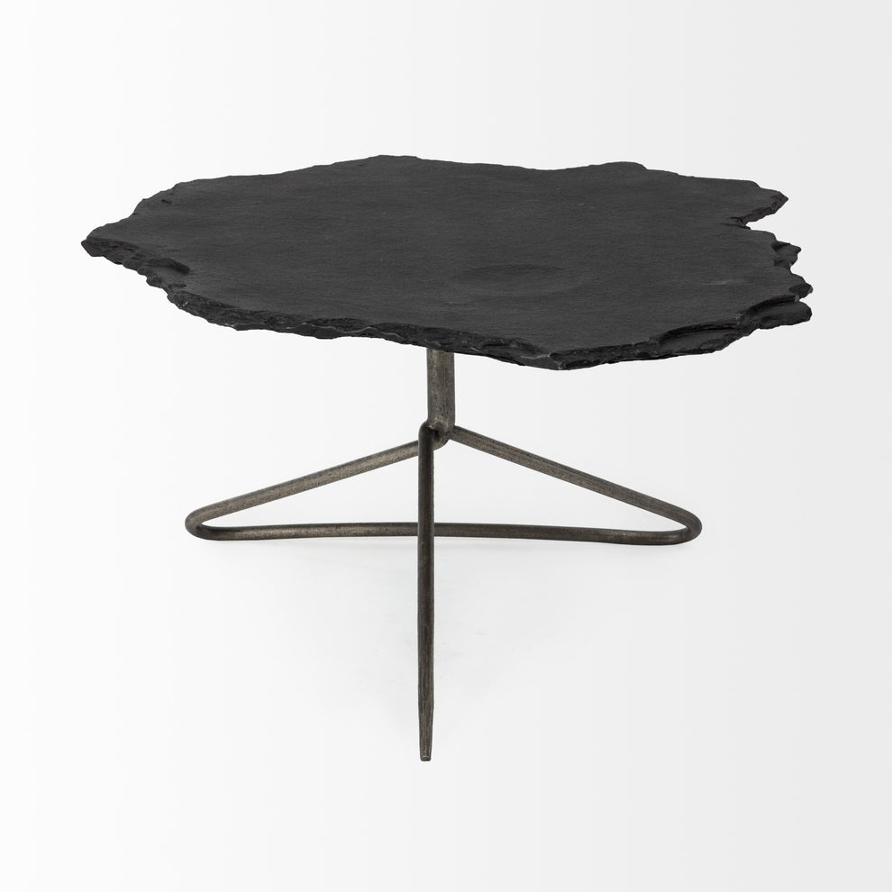 Black Slate Iron Framed Coffee Table By Homeroots | Coffee Tables | Modishstore - 2