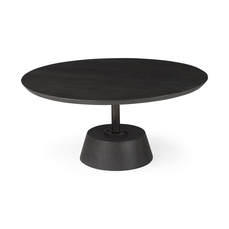 Black Wooden Pedestal Base Coffee Table By Homeroots | Coffee Tables | Modishstore