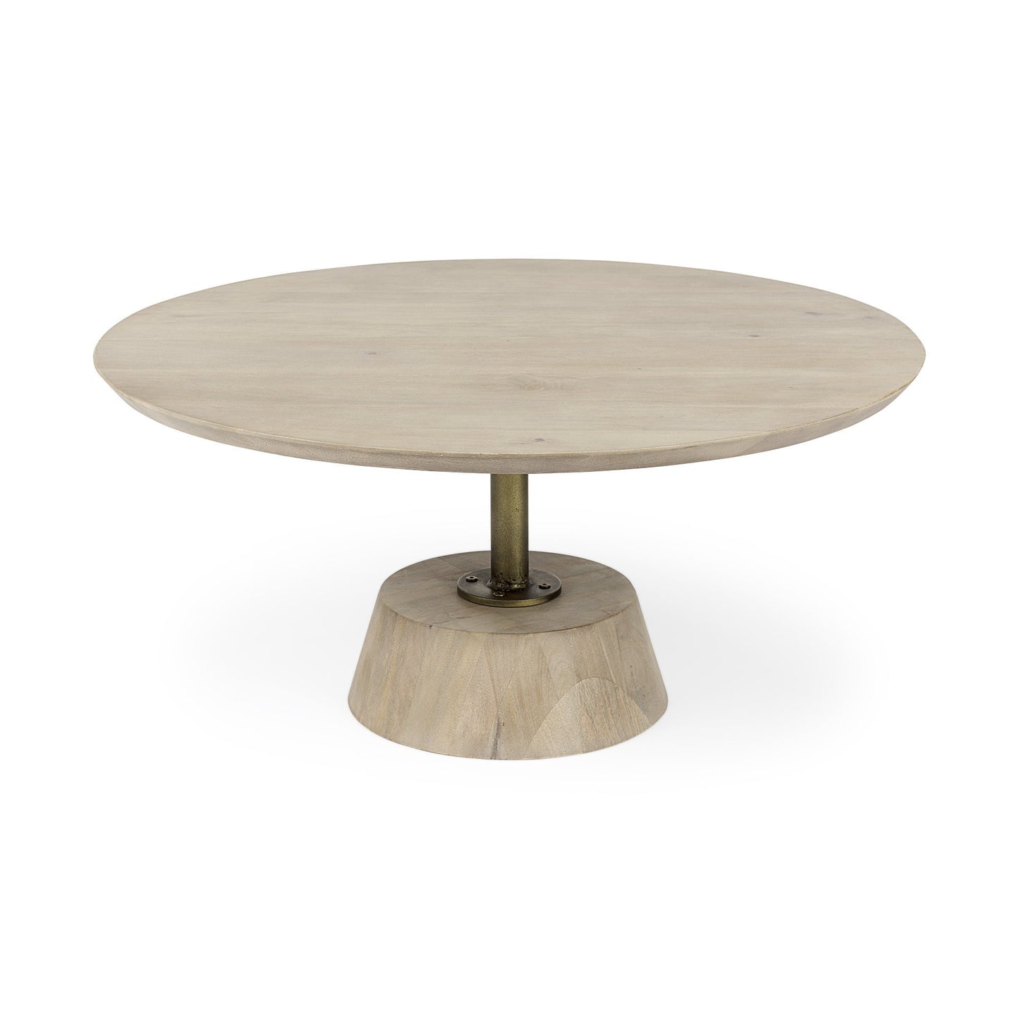 Light Brown Wooden Pedestal Coffee Table By Homeroots | Coffee Tables | Modishstore