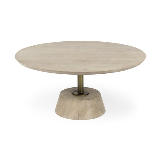 Light Brown Wooden Pedestal Coffee Table By Homeroots | Coffee Tables | Modishstore