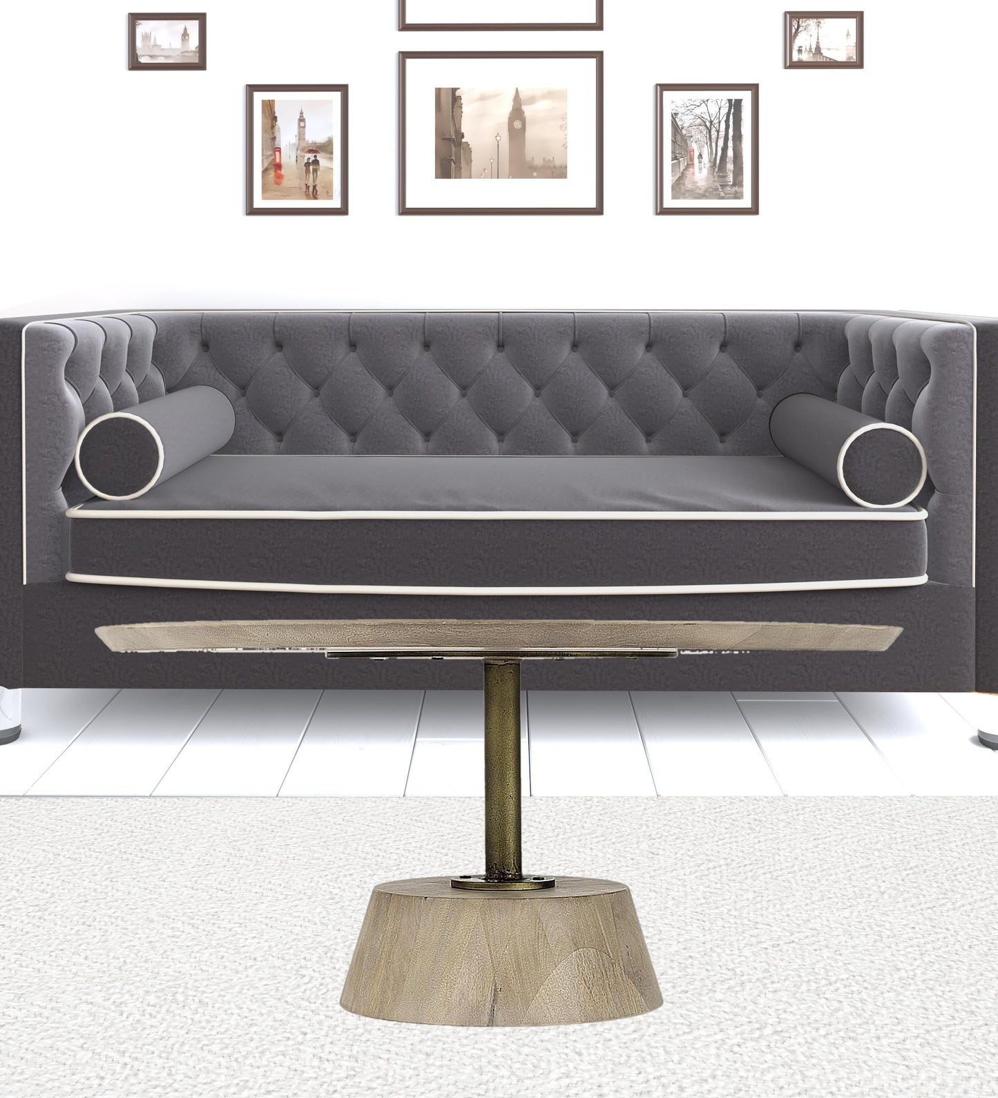 Light Brown Wooden Pedestal Coffee Table By Homeroots | Coffee Tables | Modishstore - 4