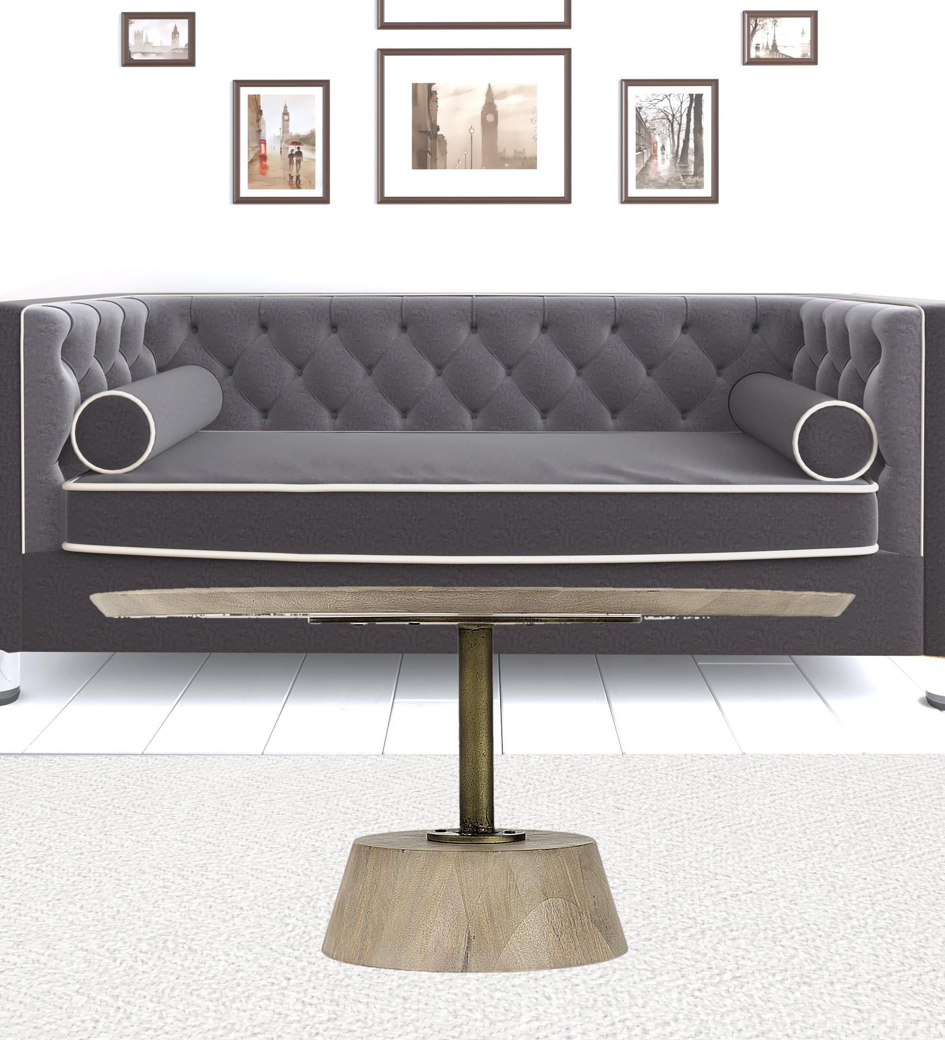 Light Brown Wooden Pedestal Coffee Table By Homeroots | Coffee Tables | Modishstore - 4