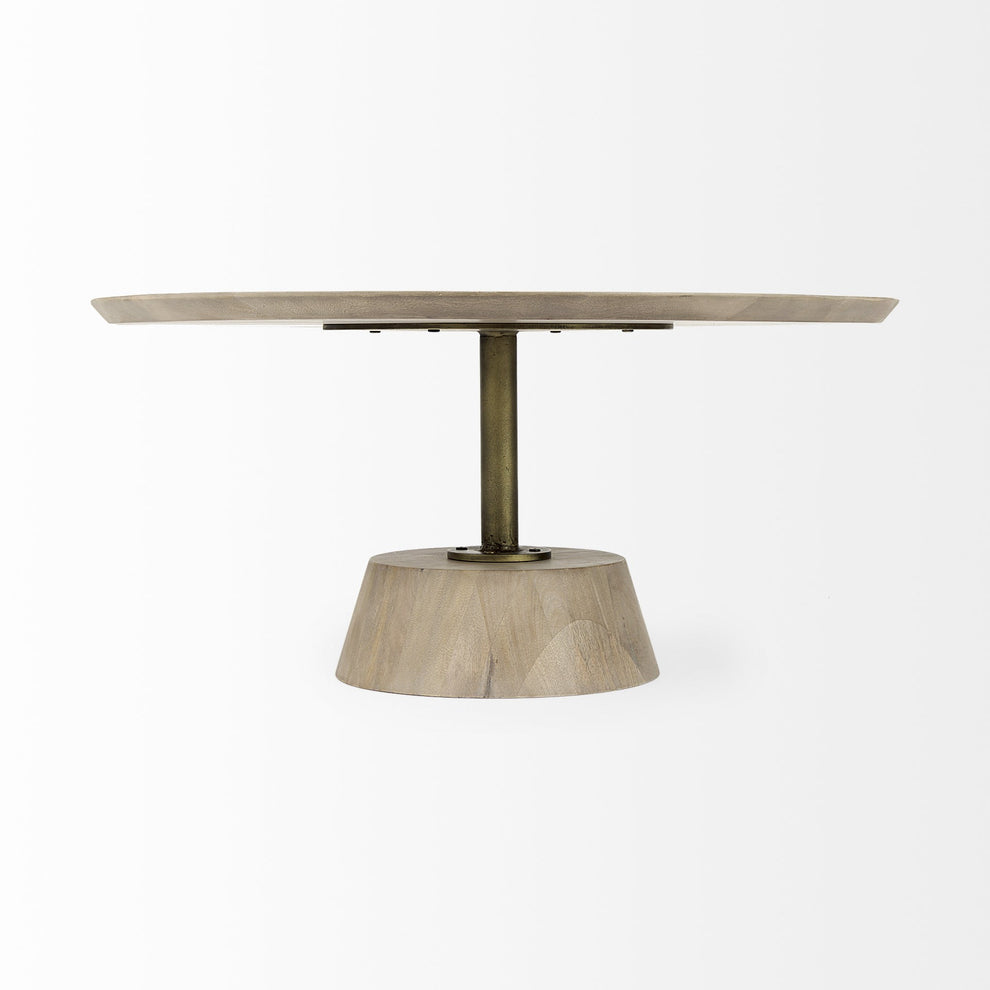 Light Brown Wooden Pedestal Coffee Table By Homeroots | Coffee Tables | Modishstore - 2