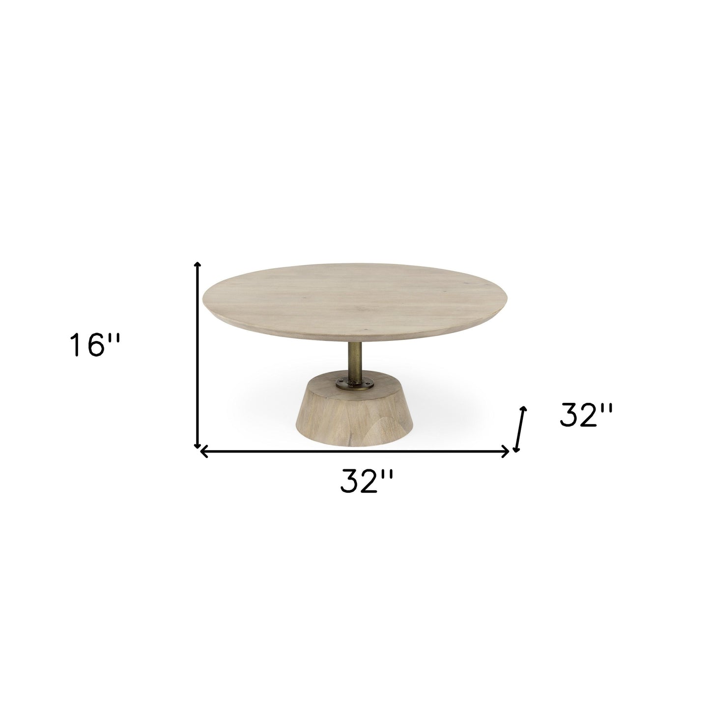 Light Brown Wooden Pedestal Coffee Table By Homeroots | Coffee Tables | Modishstore - 9