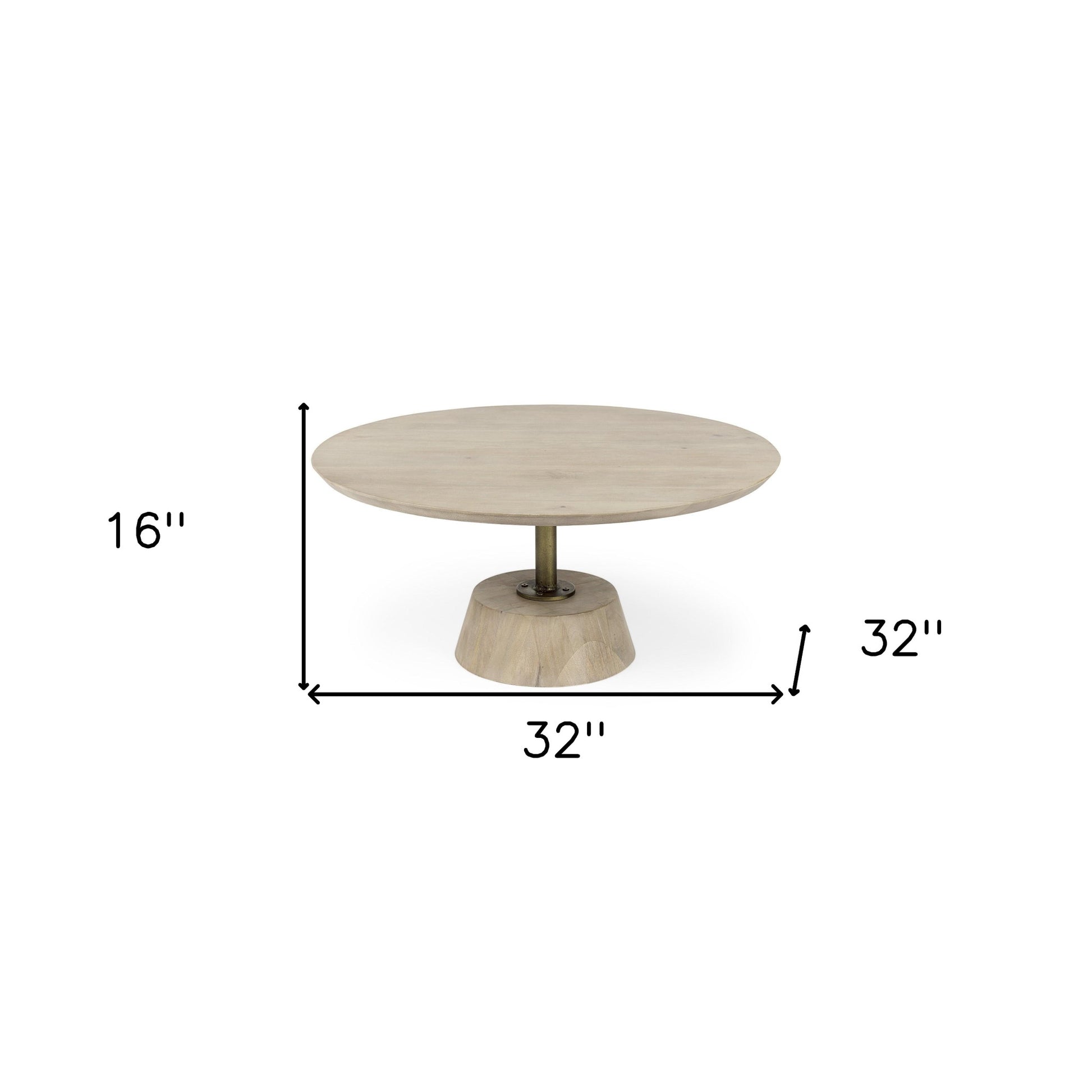 Light Brown Wooden Pedestal Coffee Table By Homeroots | Coffee Tables | Modishstore - 9