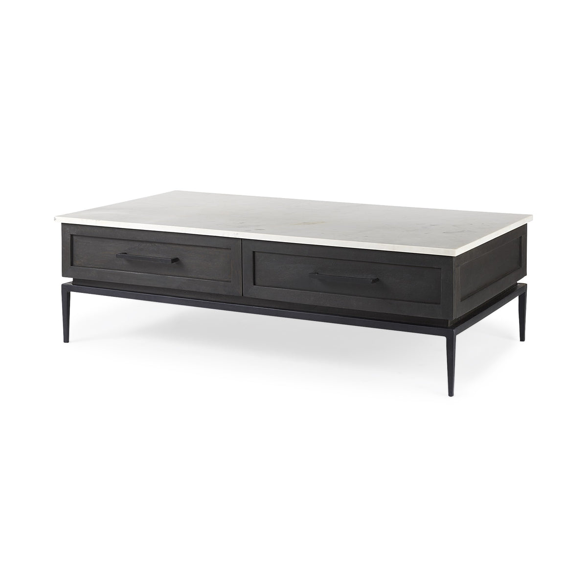 Dark Brown Wood and Marble Coffee Table By Homeroots | Coffee Tables | Modishstore