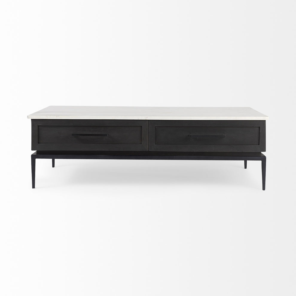 Dark Brown Wood and Marble Coffee Table By Homeroots | Coffee Tables | Modishstore - 3