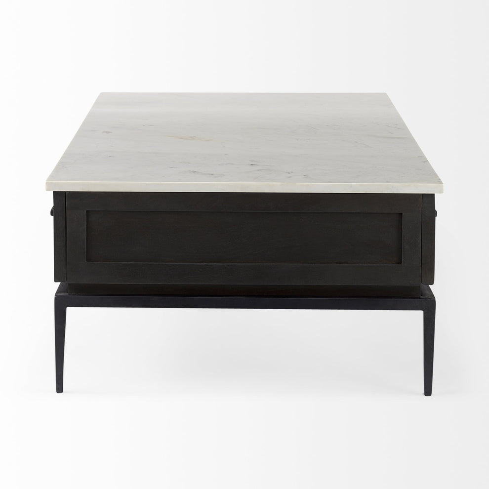Dark Brown Wood and Marble Coffee Table By Homeroots | Coffee Tables | Modishstore - 4