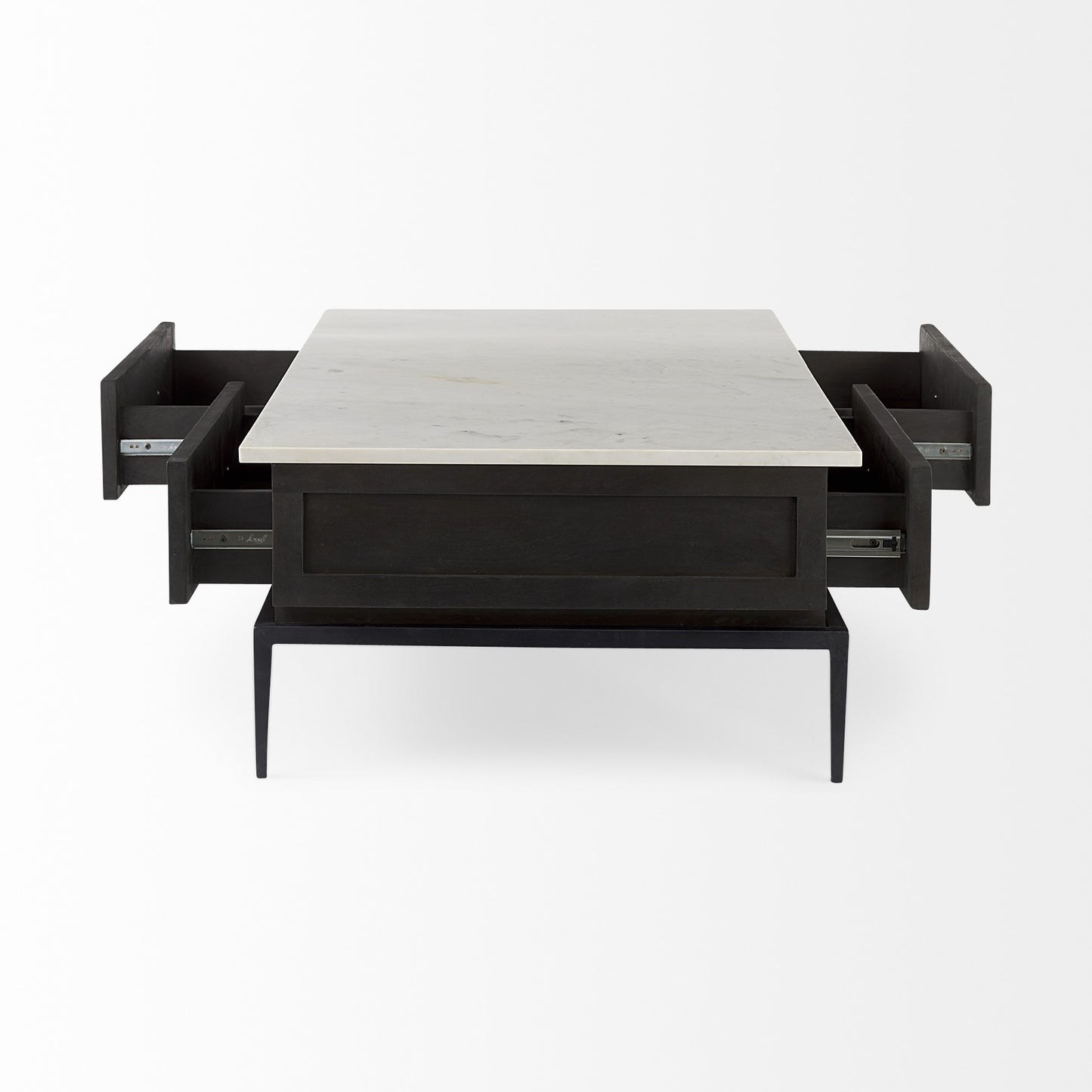 Dark Brown Wood and Marble Coffee Table By Homeroots
