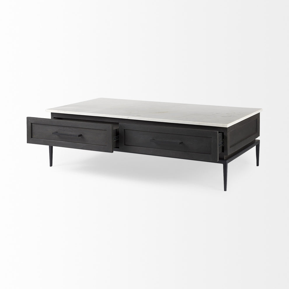 Dark Brown Wood and Marble Coffee Table By Homeroots | Coffee Tables | Modishstore - 6