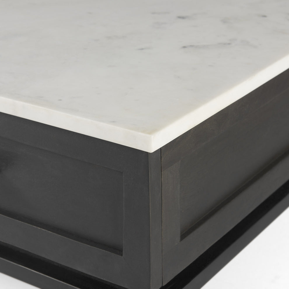 Dark Brown Wood and Marble Coffee Table By Homeroots | Coffee Tables | Modishstore - 7