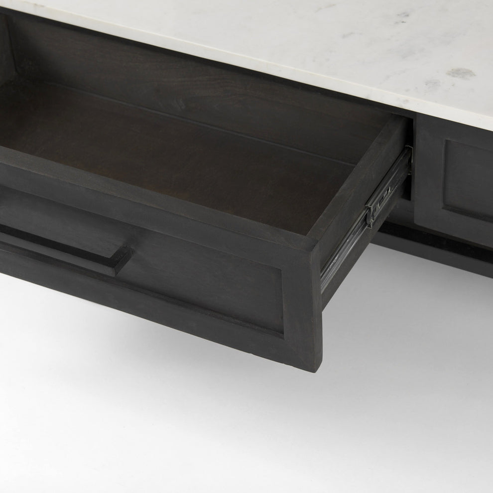 Dark Brown Wood and Marble Coffee Table By Homeroots | Coffee Tables | Modishstore - 9