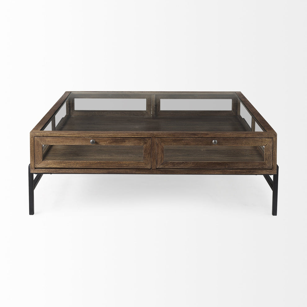 Rustic Dark Brown Brown Shadowbox Coffee Table By Homeroots | Coffee Tables | Modishstore - 3