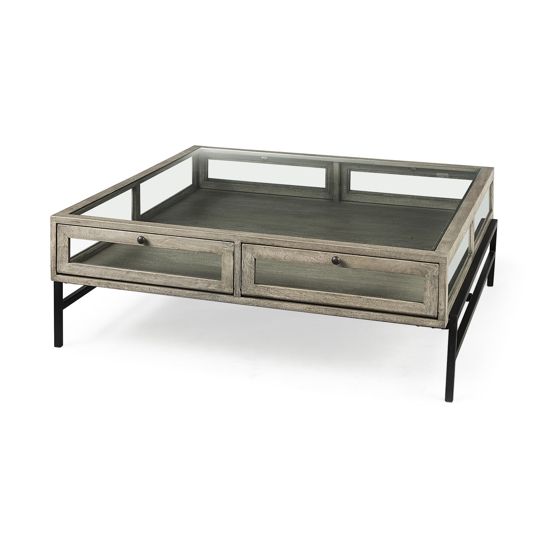 Rustic Gray Brown Shadowbox Coffee Table By Homeroots | Coffee Tables | Modishstore