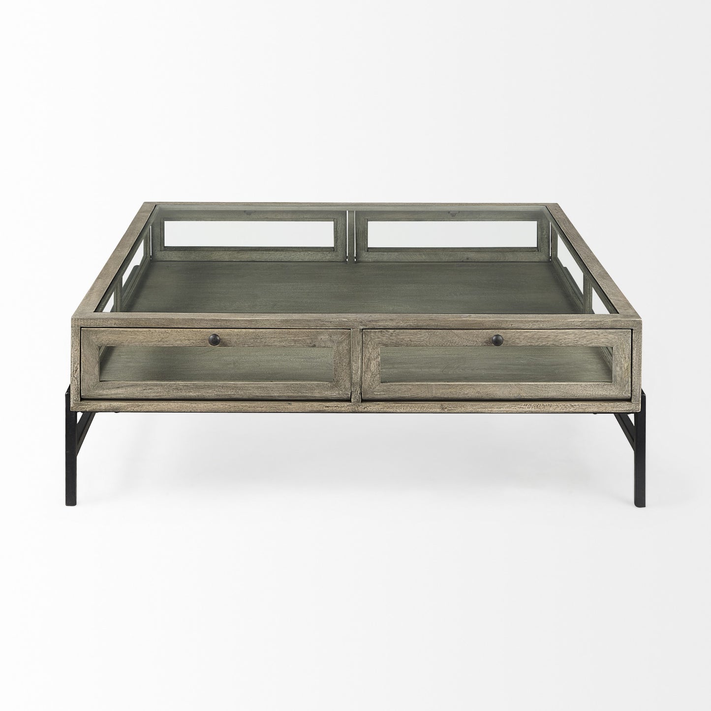 Rustic Gray Brown Shadowbox Coffee Table By Homeroots