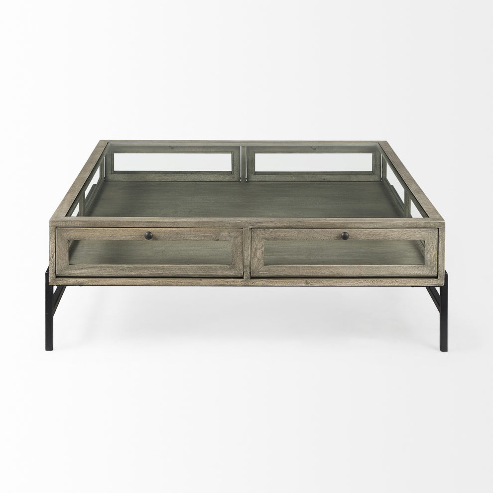 Rustic Gray Brown Shadowbox Coffee Table By Homeroots | Coffee Tables | Modishstore - 3