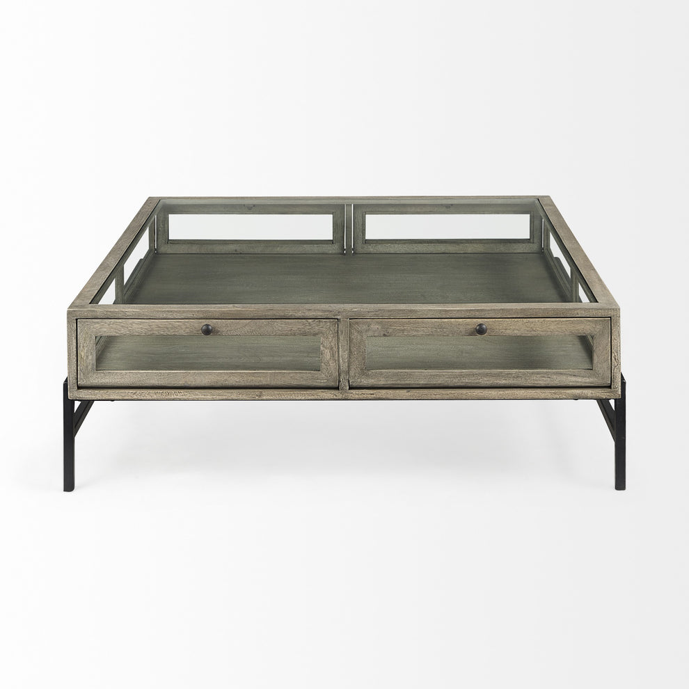 Rustic Gray Brown Shadowbox Coffee Table By Homeroots | Coffee Tables | Modishstore - 5