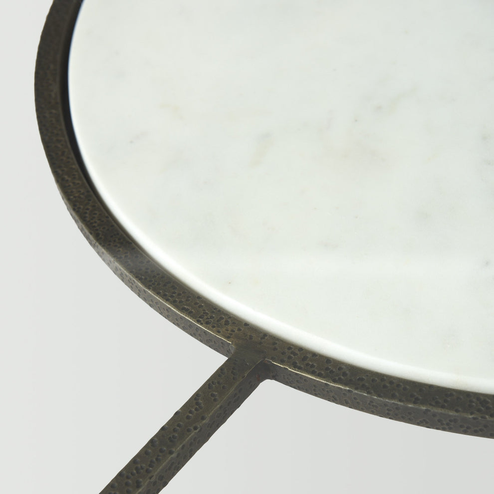Iron Glass and Marble Round Coffee Table By Homeroots | Coffee Tables | Modishstore - 9