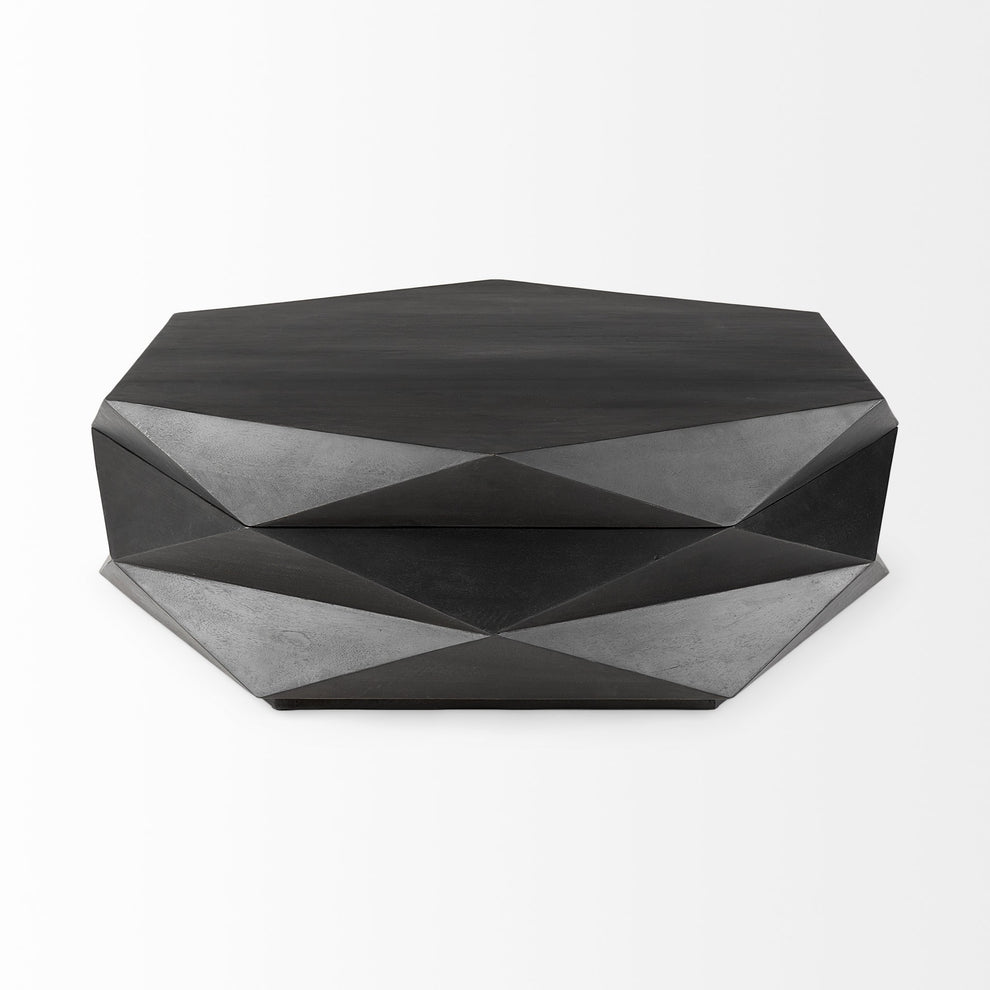Mod Geometric Black Solid Wood Coffee Table By Homeroots | Coffee Tables | Modishstore - 3