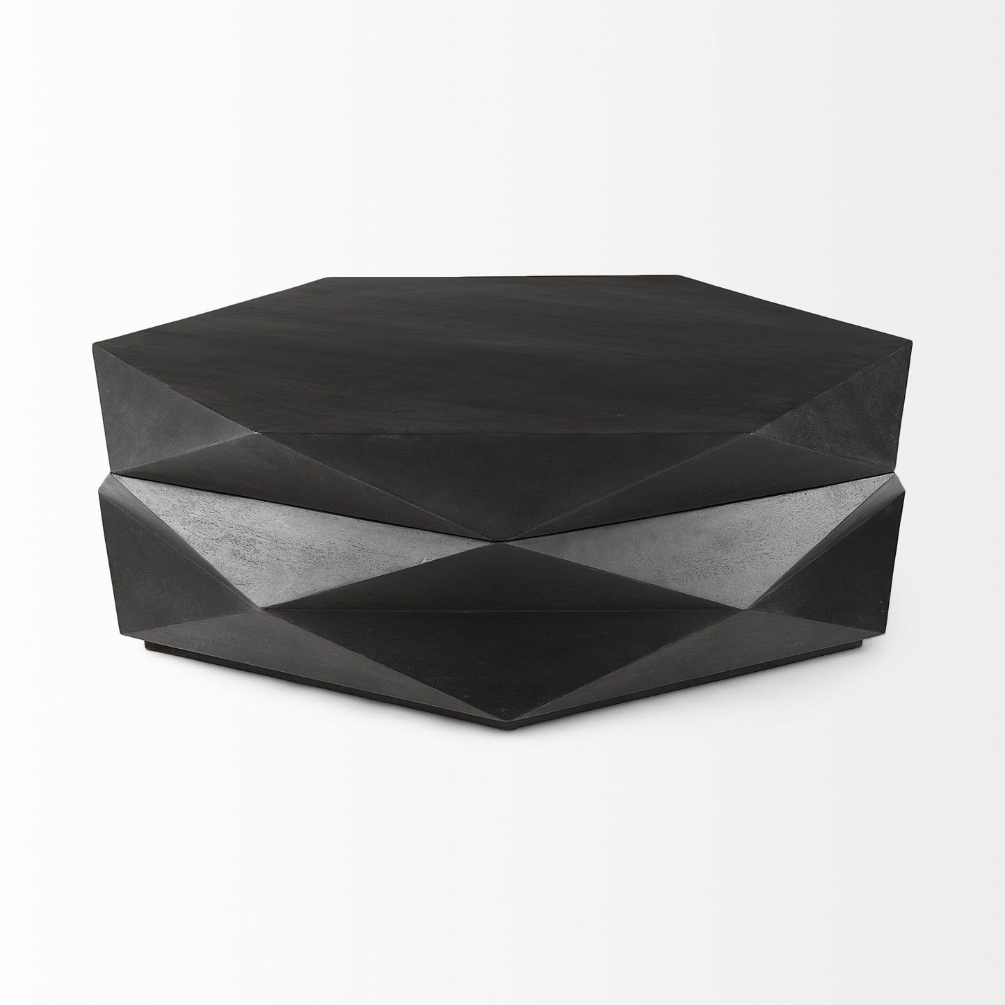 Mod Geometric Black Solid Wood Coffee Table By Homeroots | Coffee Tables | Modishstore - 4
