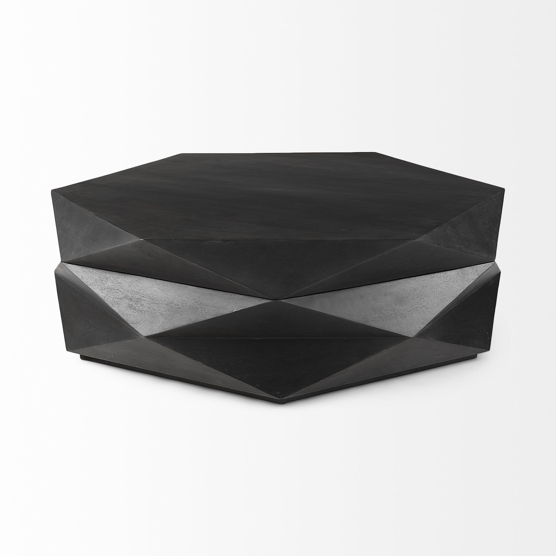 Mod Geometric Black Solid Wood Coffee Table By Homeroots | Coffee Tables | Modishstore - 4