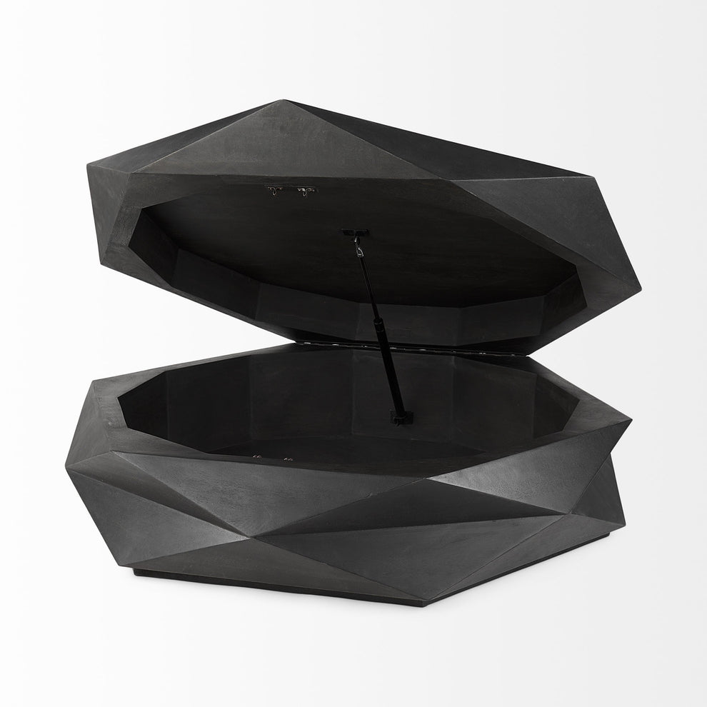 Mod Geometric Black Solid Wood Coffee Table By Homeroots | Coffee Tables | Modishstore - 5