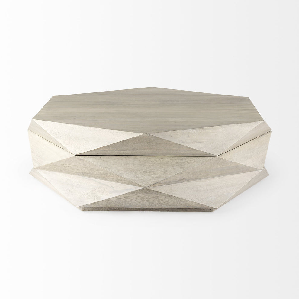 Mod Geometric Whitewash Solid Wood Coffee Table By Homeroots | Coffee Tables | Modishstore - 3
