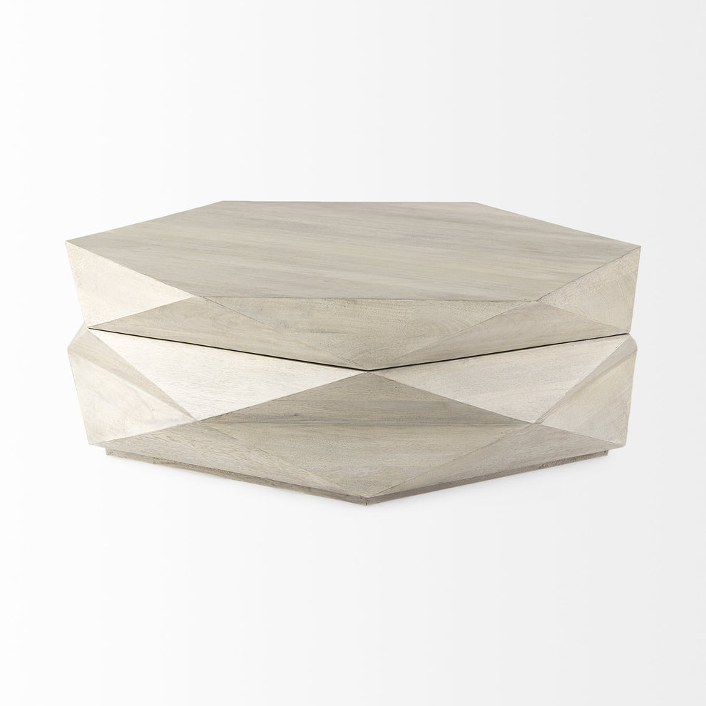 Mod Geometric Whitewash Solid Wood Coffee Table By Homeroots | Coffee Tables | Modishstore - 4