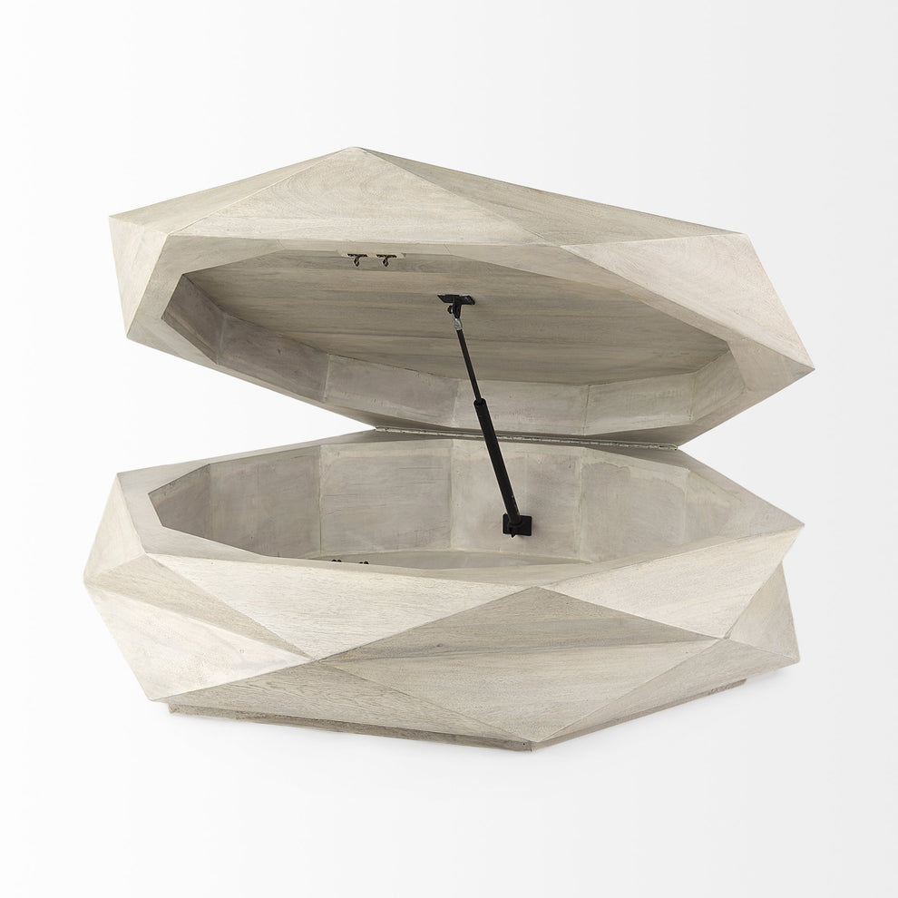 Mod Geometric Whitewash Solid Wood Coffee Table By Homeroots | Coffee Tables | Modishstore - 5