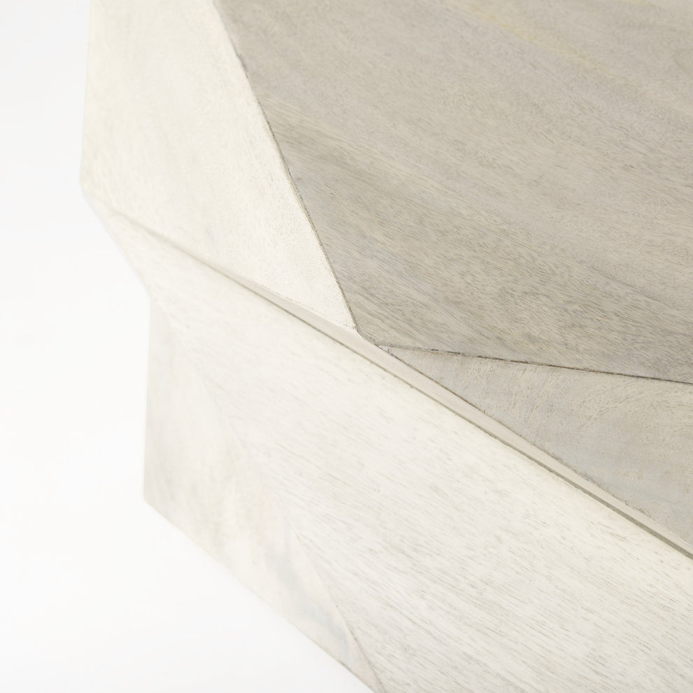 Mod Geometric Whitewash Solid Wood Coffee Table By Homeroots | Coffee Tables | Modishstore - 6