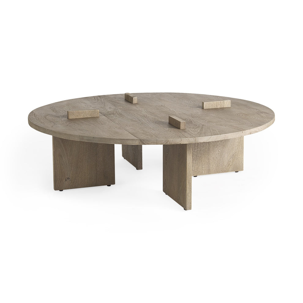 Cool Gray Brown Round Wooden Coffee Table By Homeroots | Coffee Tables | Modishstore - 6