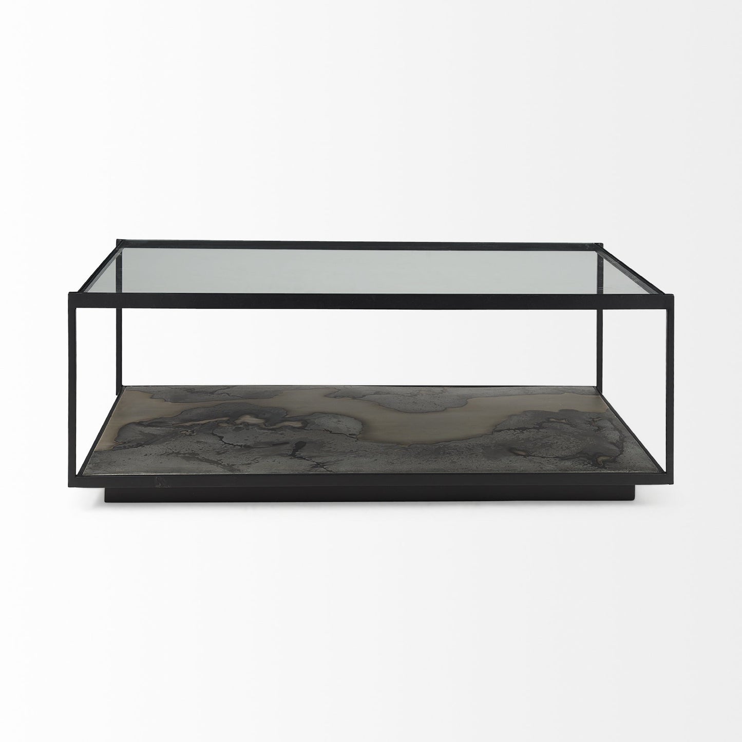 Iron Glass and Marble Rectangular Coffee Table By Homeroots | Coffee Tables | Modishstore - 2
