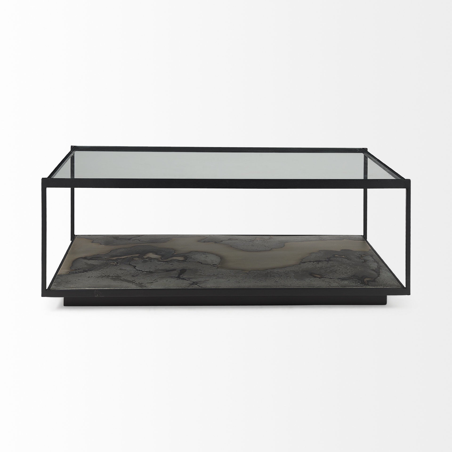 Iron Glass and Marble Rectangular Coffee Table By Homeroots | Coffee Tables | Modishstore - 2