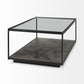 Iron Glass and Marble Rectangular Coffee Table By Homeroots