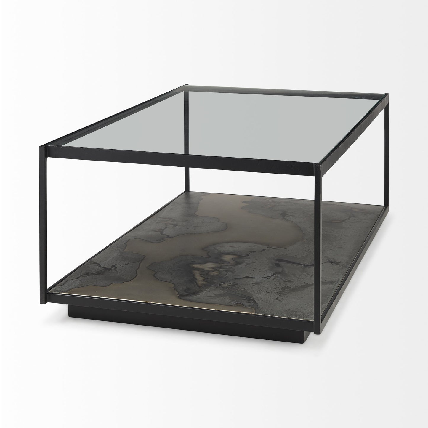 Iron Glass and Marble Rectangular Coffee Table By Homeroots | Coffee Tables | Modishstore - 4