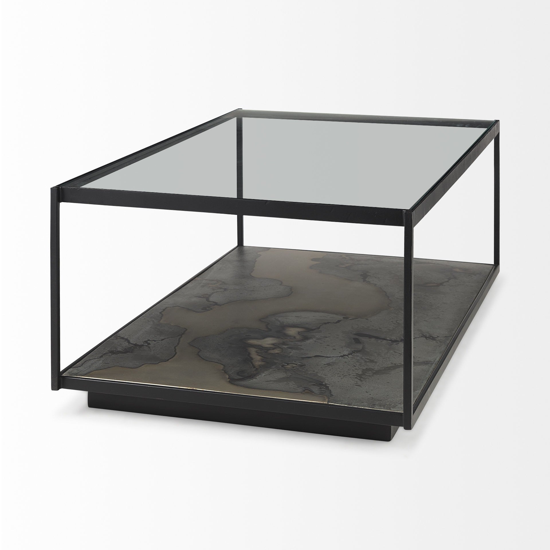 Iron Glass and Marble Rectangular Coffee Table By Homeroots | Coffee Tables | Modishstore - 4