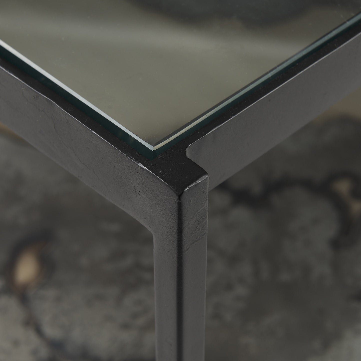 Iron Glass and Marble Rectangular Coffee Table By Homeroots