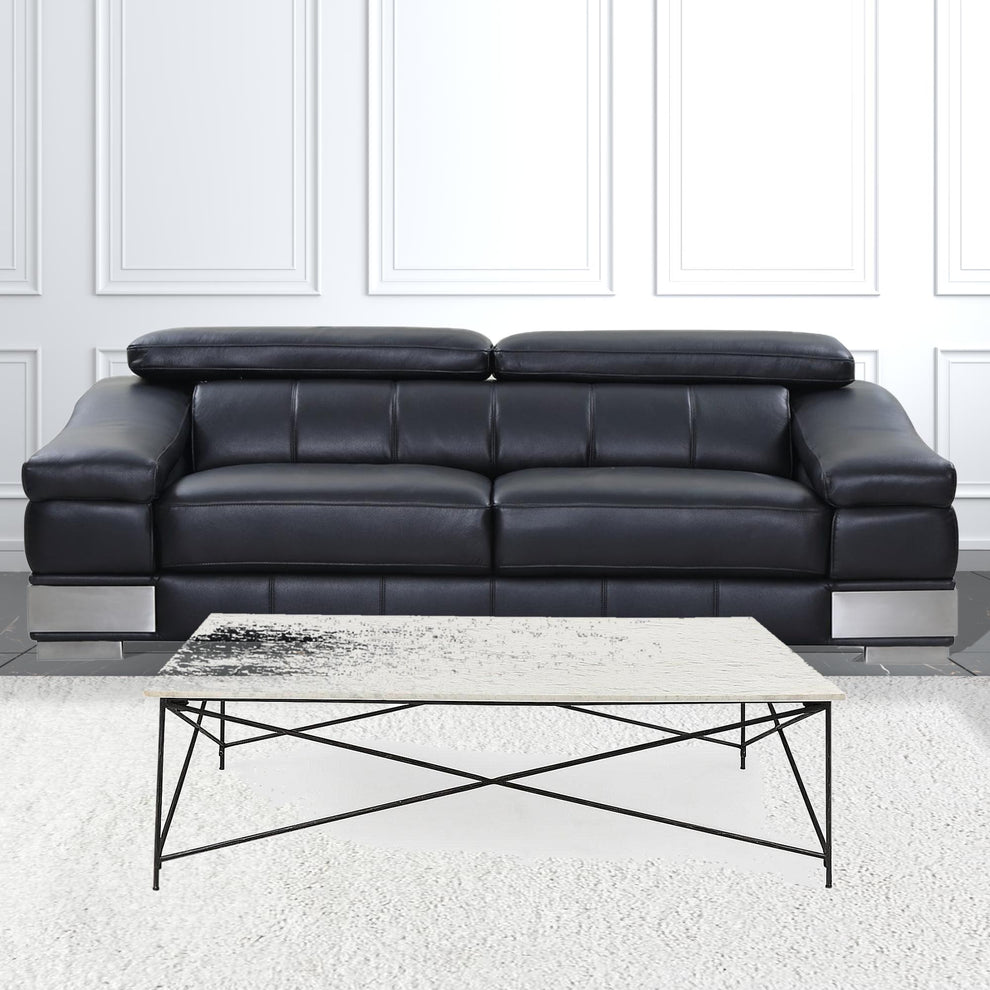 White Marble Criss Cross Base Coffee Table By Homeroots | Coffee Tables | Modishstore - 6