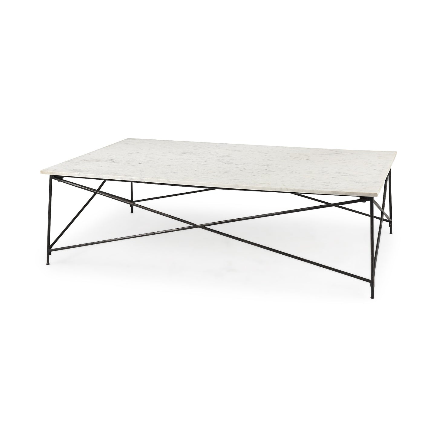 White Marble Criss Cross Base Coffee Table By Homeroots | Coffee Tables | Modishstore