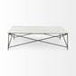 White Marble Criss Cross Base Coffee Table By Homeroots | Coffee Tables | Modishstore - 3