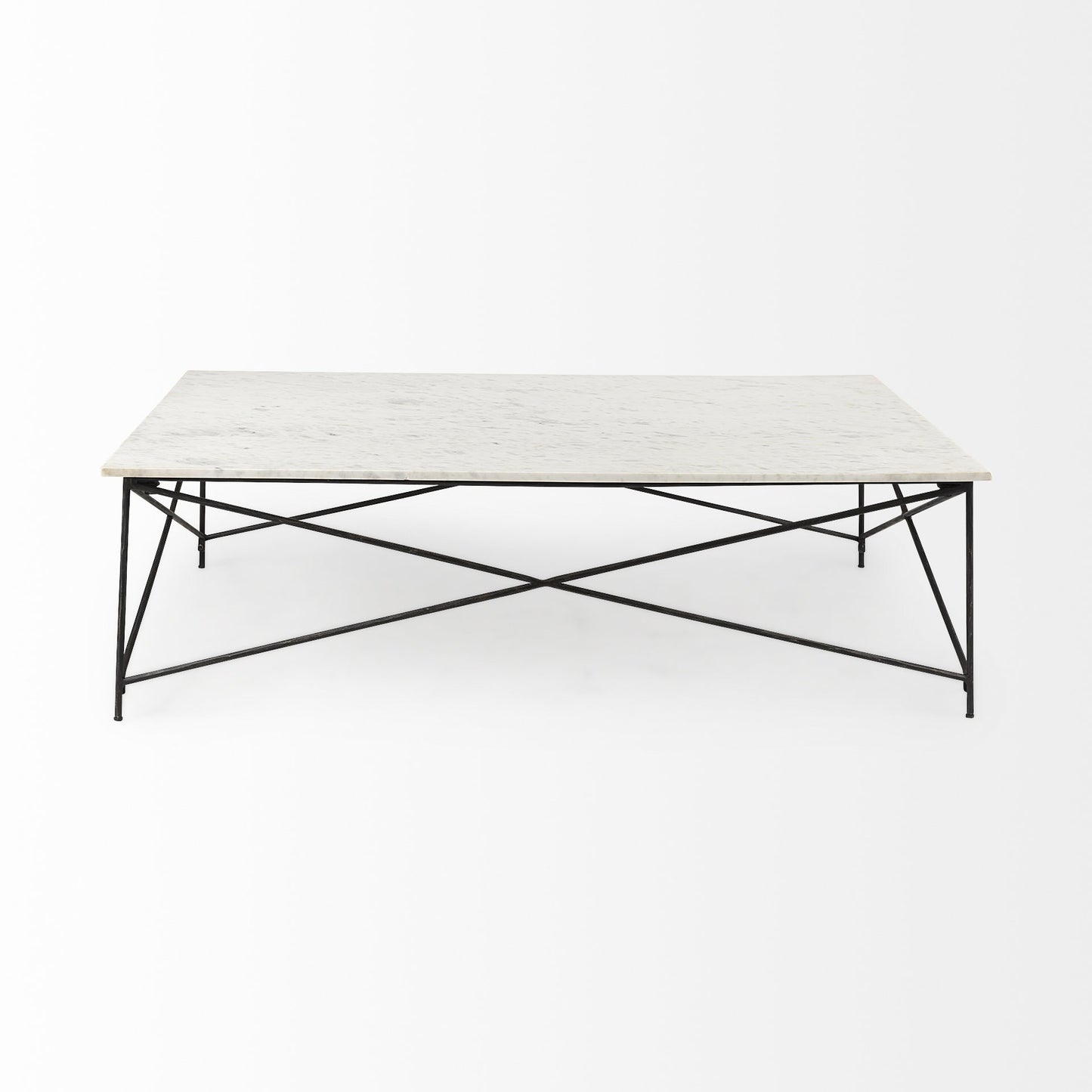 White Marble Criss Cross Base Coffee Table By Homeroots | Coffee Tables | Modishstore - 3