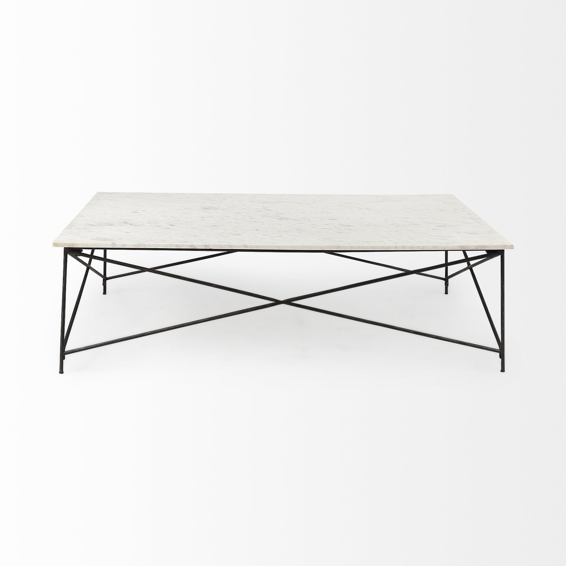 White Marble Criss Cross Base Coffee Table By Homeroots | Coffee Tables | Modishstore - 3