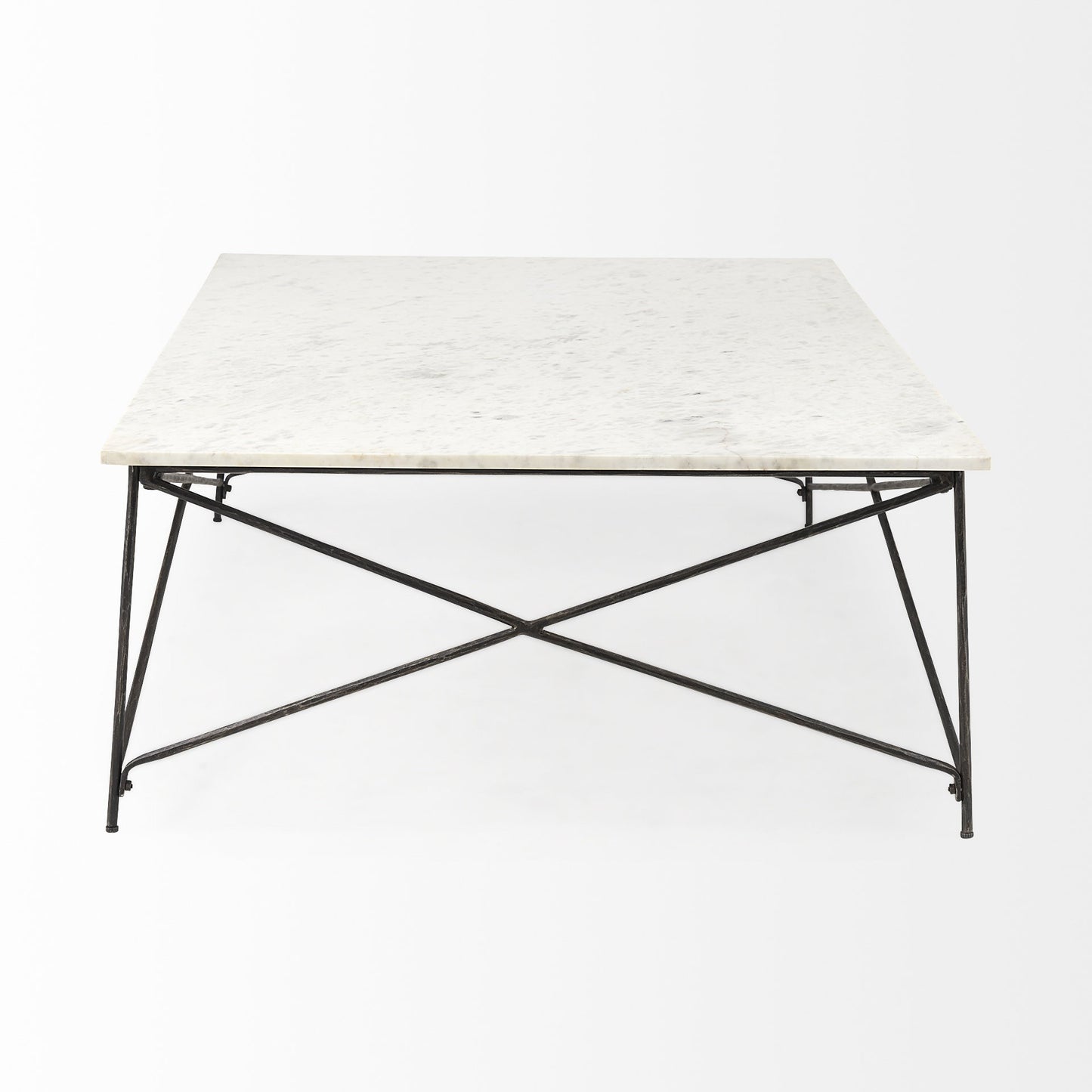 White Marble Criss Cross Base Coffee Table By Homeroots | Coffee Tables | Modishstore - 4