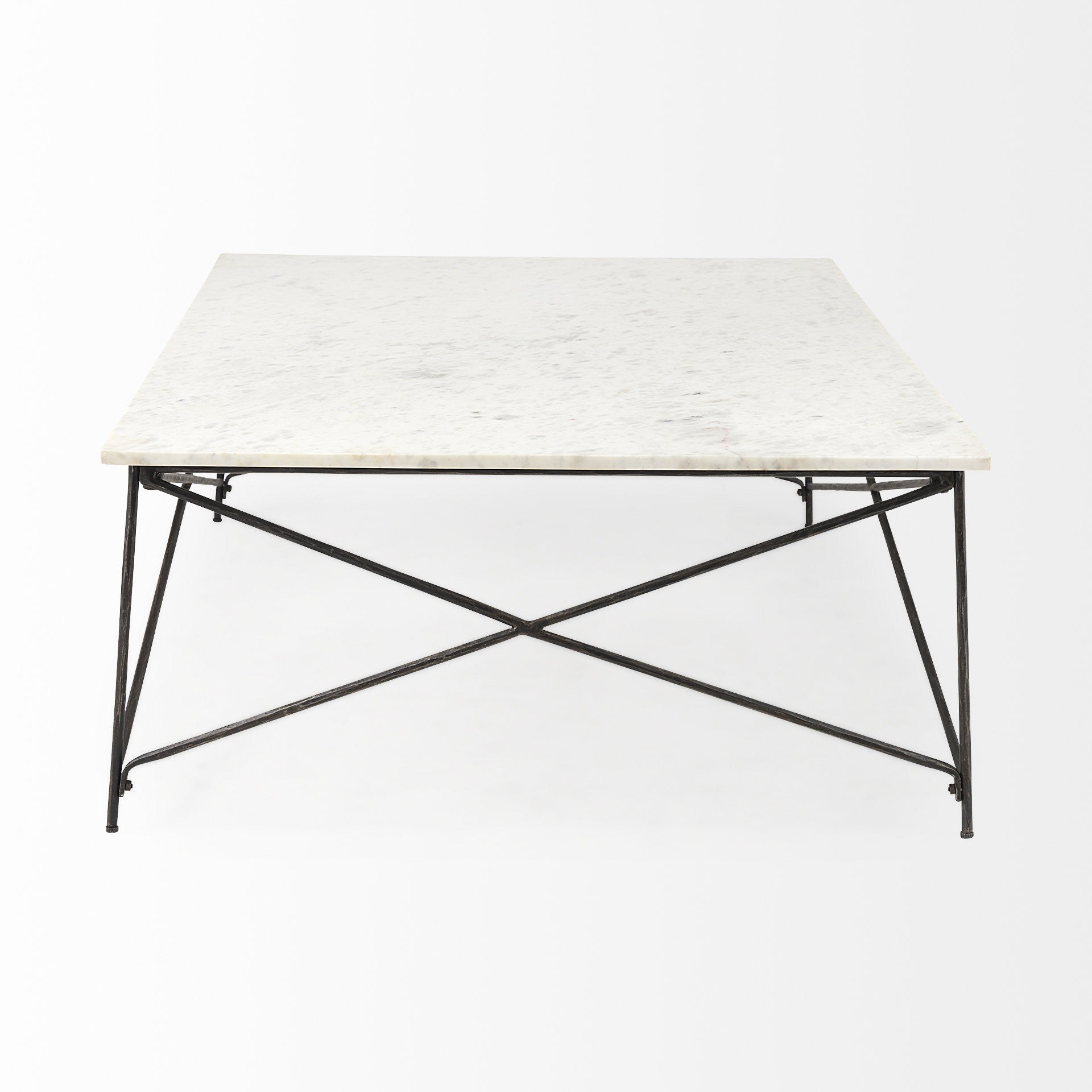 White Marble Criss Cross Base Coffee Table By Homeroots | Coffee Tables | Modishstore - 4