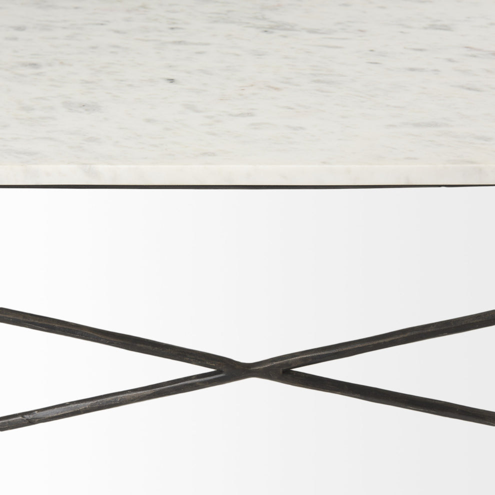 White Marble Criss Cross Base Coffee Table By Homeroots | Coffee Tables | Modishstore - 9